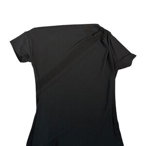 Gilli Womens Black Ribbed Boat Neck Short Sleeve Top AT4223 Size Small